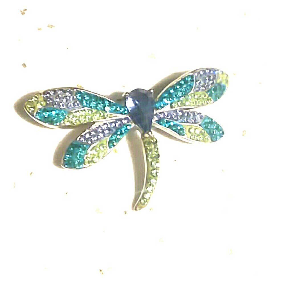 925 Sterling crystal encrusted dragonfly pendant
